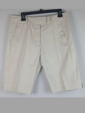 NWT Adidas Golf Womens 12 Ecru Stretch Zip Stain & Wrinkle Resist Bermuda Shorts